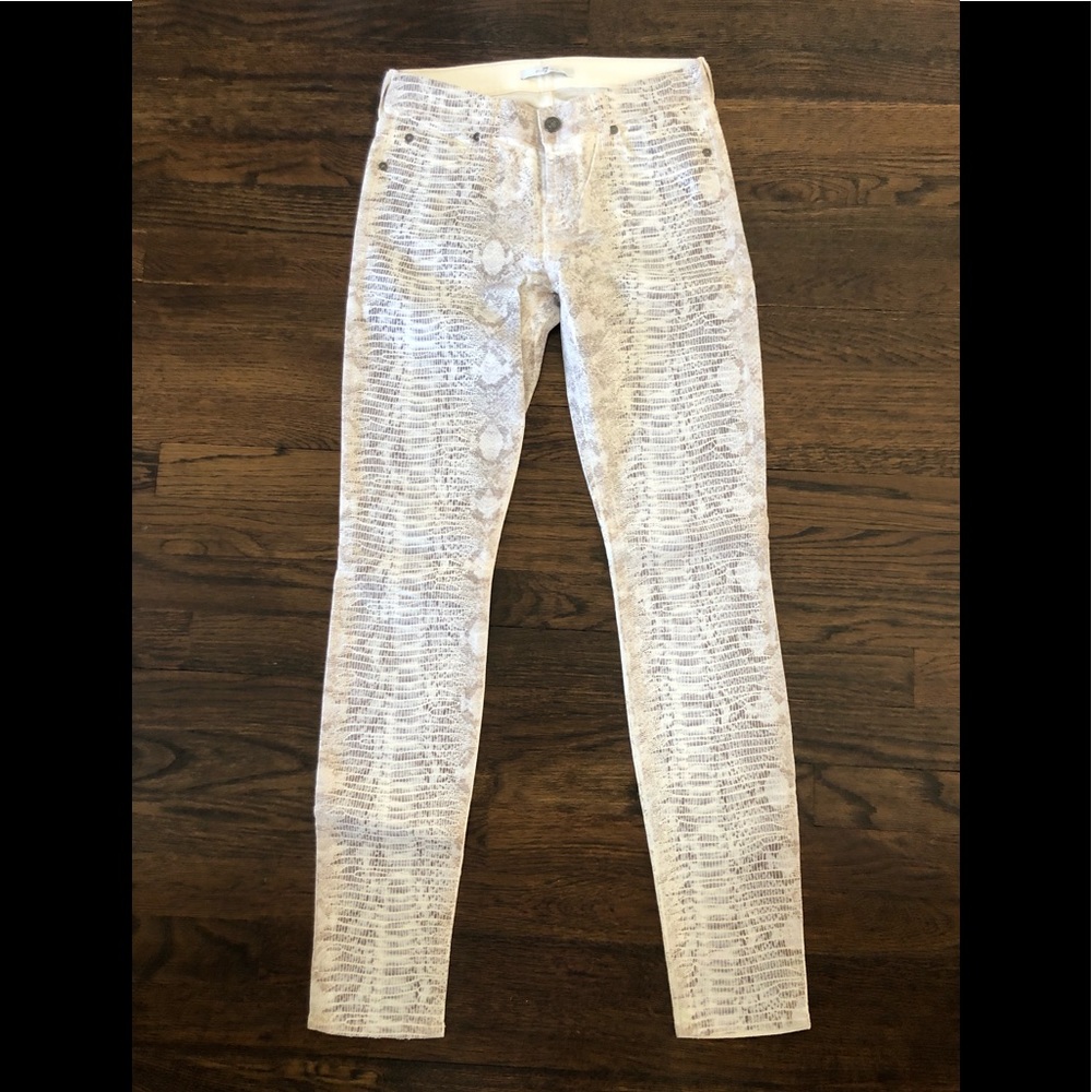 7 For All Mankind Rare Python Print Coated Jeans! - image 1